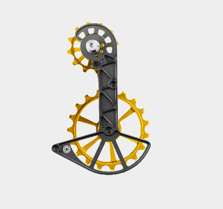 Kolossos Custom (Black/Gold) Oversized Derailleur Cage for Shimano Dura Ace R9100 and Ultegra R8000